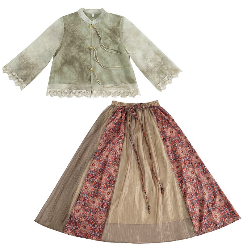 Lookbook Series Plus Size Printing Hanfu 2335+12161 Green