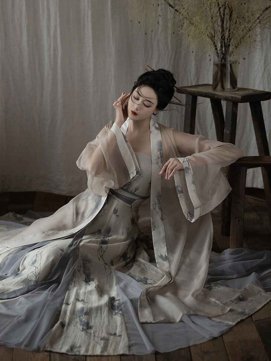 オリジナル中国スタイル:日常の洗練されたブロークンスカートとソングスタイルのスモック、既製服の漢服、2024