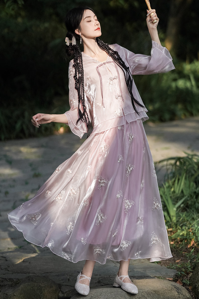 Lookbook Series Plus Size Printing Hanfu 2330+2402 Pink Purple