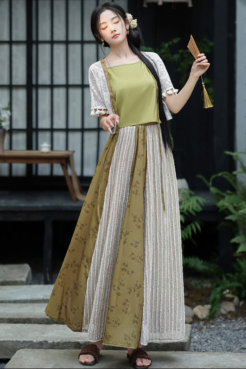 Lookbook Series Plus Size Printing Hanfu 2407+2408 Green