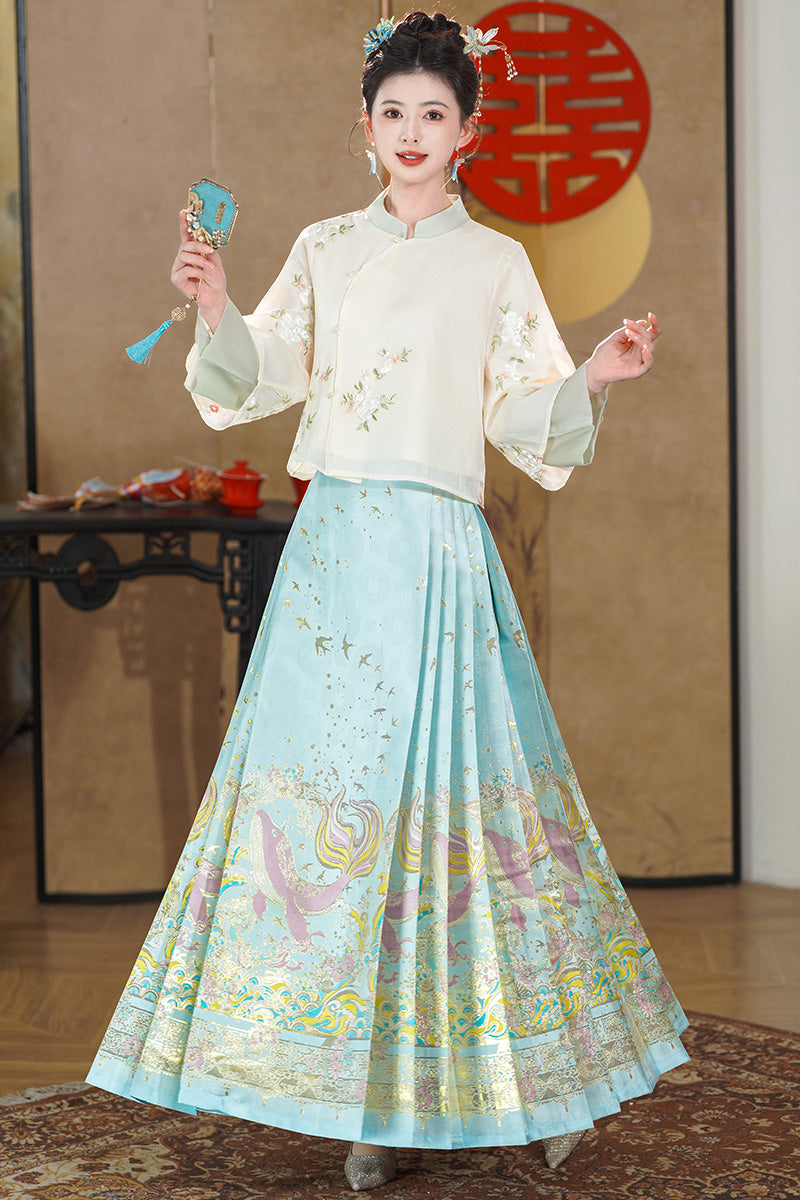 Lookbook Series Plus Size Printing Hanfu 2437+2419 Blue