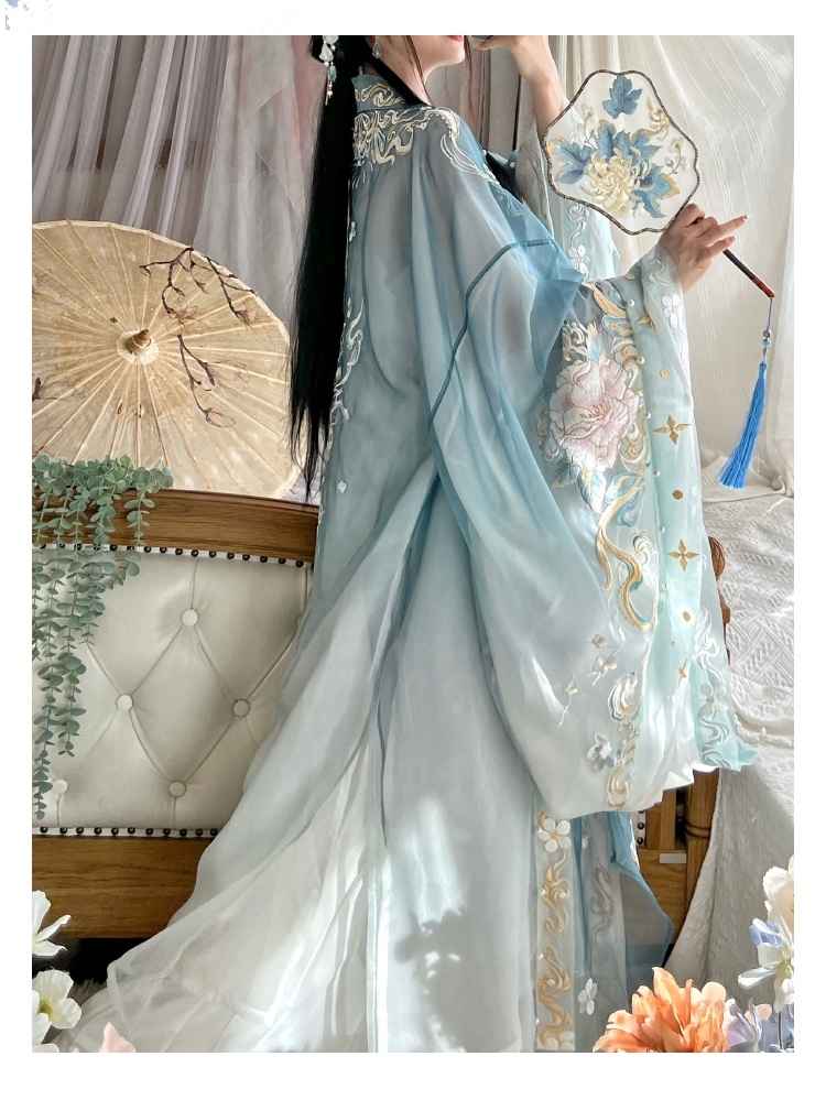 唐時代の時代を超越したエレガンス: 唐時代をイメージした刺繍と河子スカートを備えたオリジナルの漢服