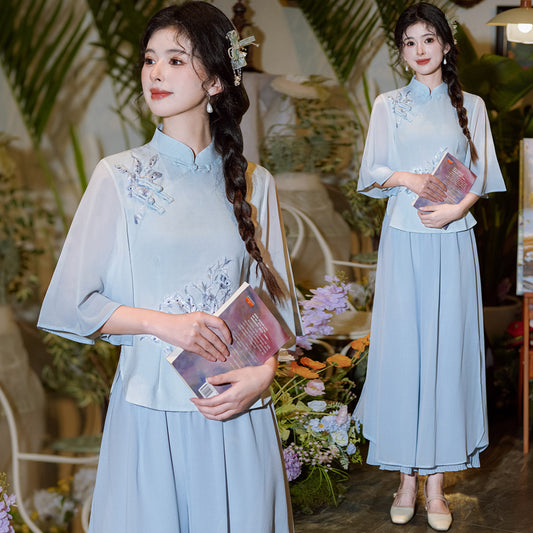 Lookbook Series Plus Size Printing Hanfu 1627+1055 Blue