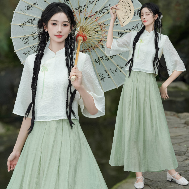Lookbook Series Plus Size Printing Hanfu 2397+2389 Green