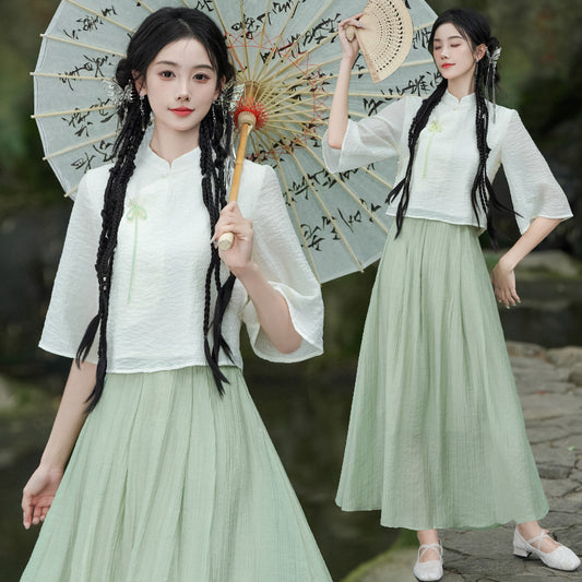 Lookbook Series Plus Size Printing Hanfu 2397+2389 Green