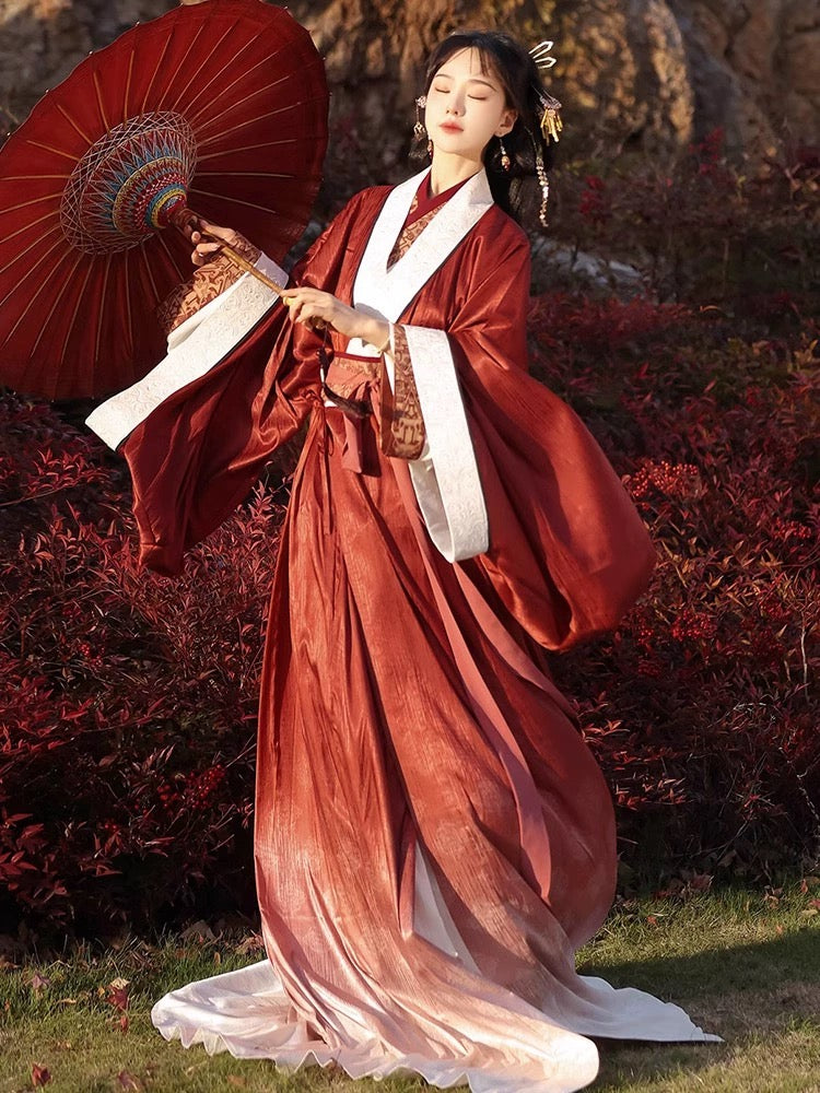 ヴィンテージレッドオリジナル漢服:志珠寶、女性の中国風天花に戦国時代の精神を蘇らせる