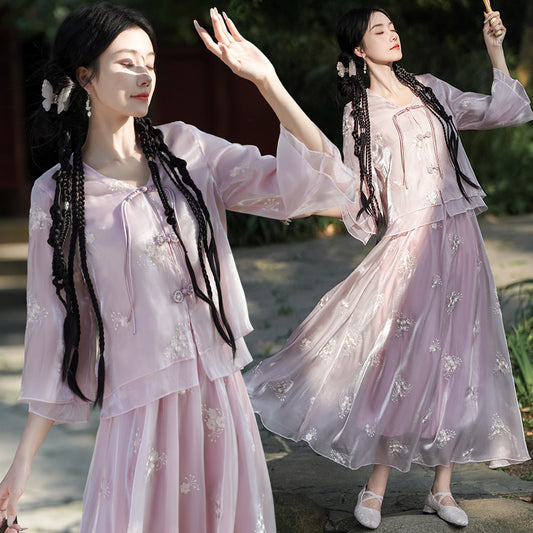 Lookbook Series Plus Size Printing Hanfu 2330+2402 Pink Purple