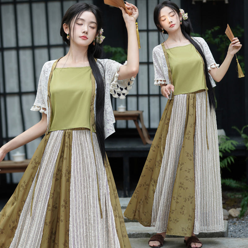 Lookbook Series Plus Size Printing Hanfu 2407+2408 Green