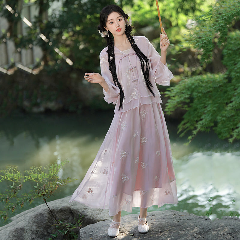 Lookbook Series Plus Size Printing Hanfu 2330+2402 Pink Purple