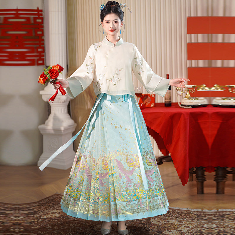 Lookbook Series Plus Size Printing Hanfu 2437+2419 Blue