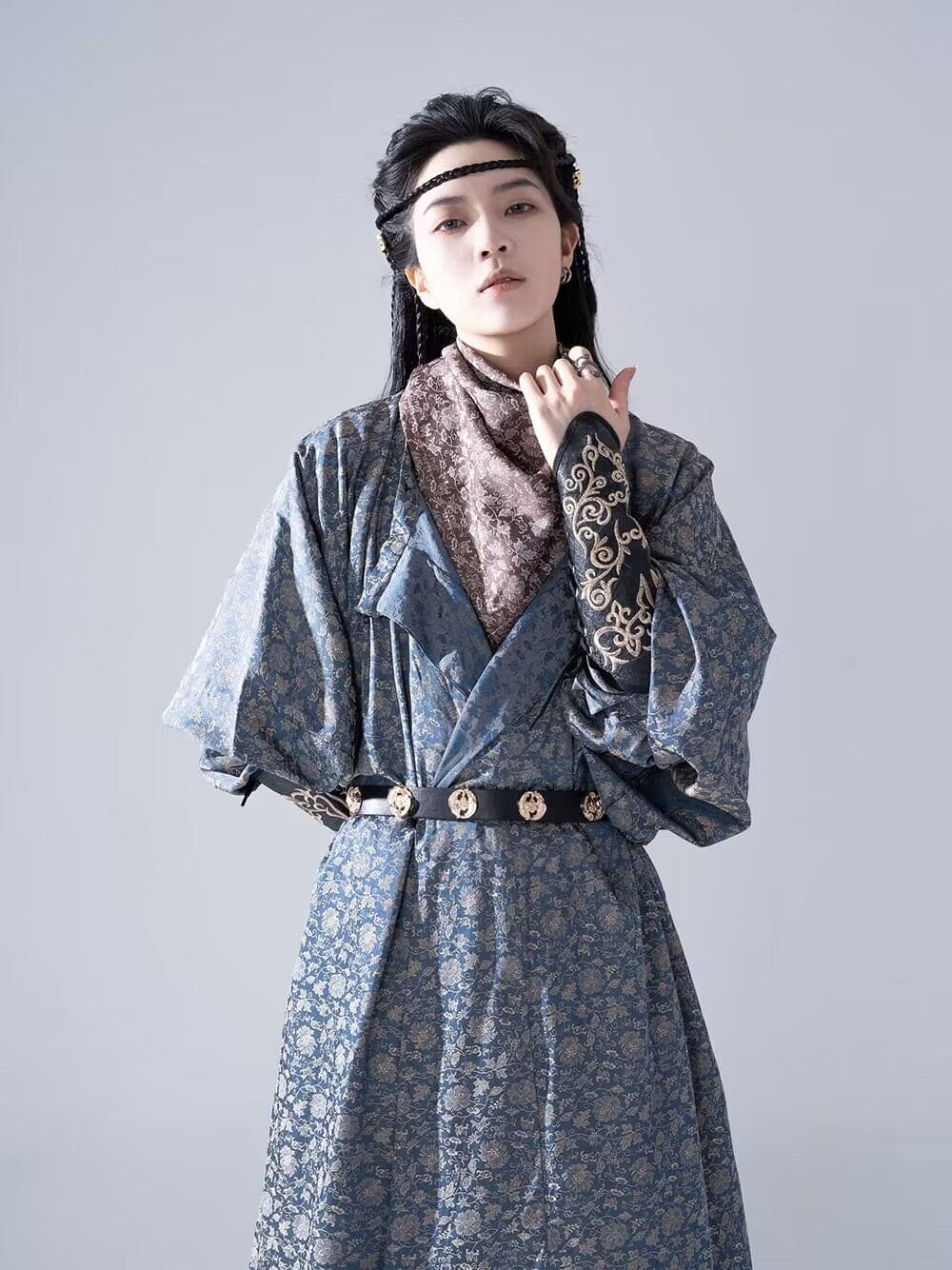 オリジナル漢服: 本物の唐時代の半袖丸首服 - ユニセックス ランウェイ エディション