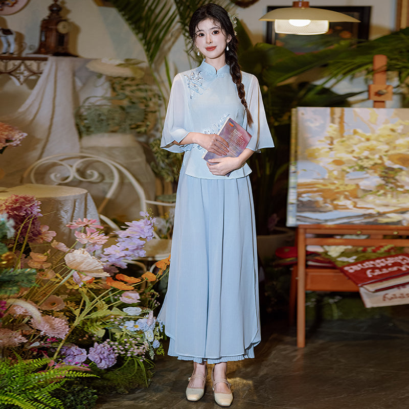 Lookbook Series Plus Size Printing Hanfu 1627+1055 Blue