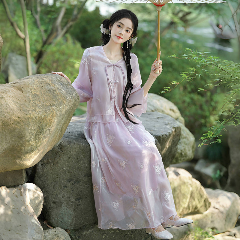 Lookbook Series Plus Size Printing Hanfu 2330+2402 Pink Purple