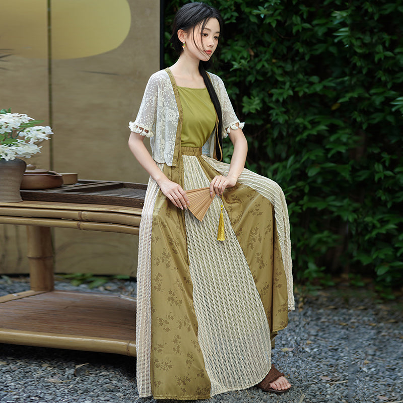 Lookbook Series Plus Size Printing Hanfu 2407+2408 Green