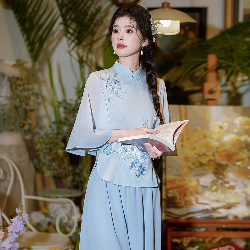 Lookbook Series Plus Size Printing Hanfu 1627+1055 Blue