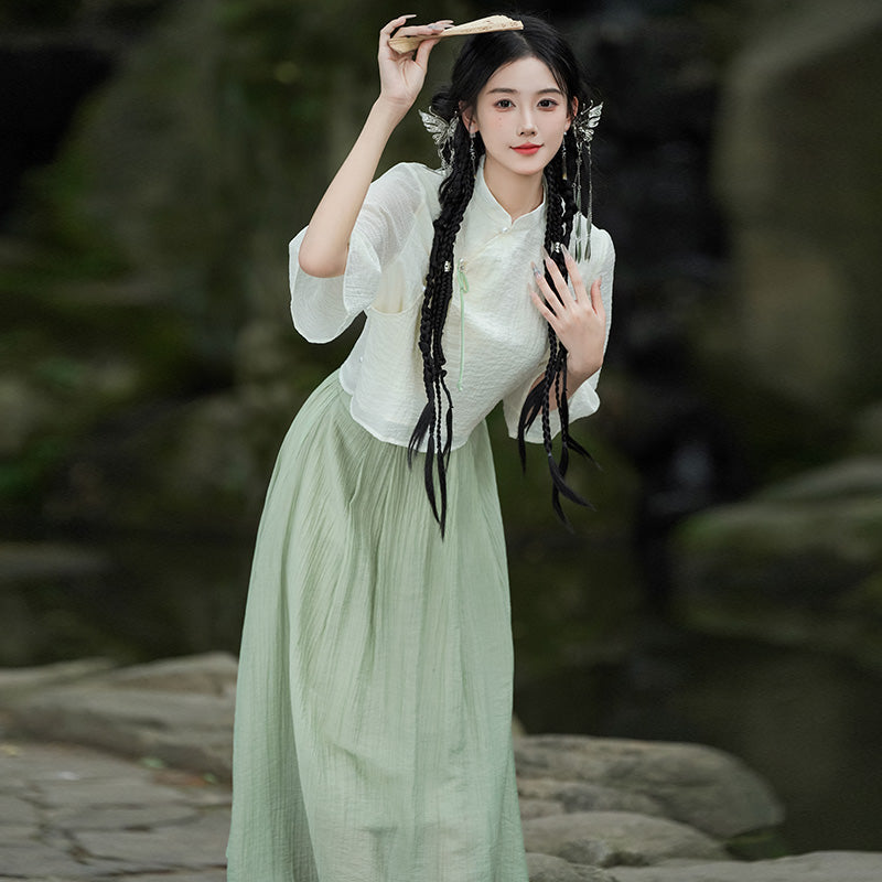 Lookbook Series Plus Size Printing Hanfu 2397+2389 Green