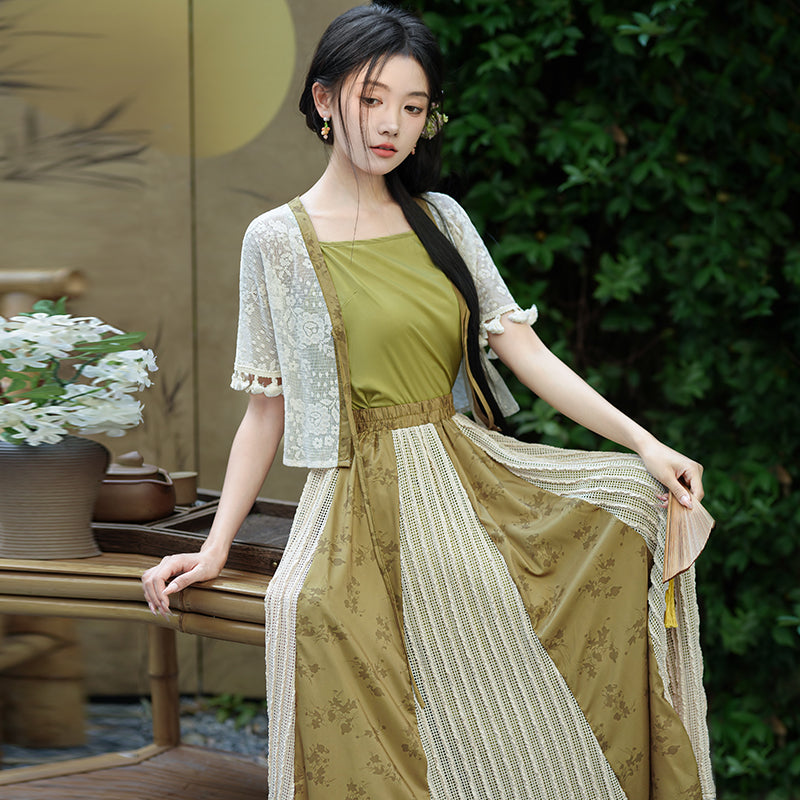Lookbook Series Plus Size Printing Hanfu 2407+2408 Green