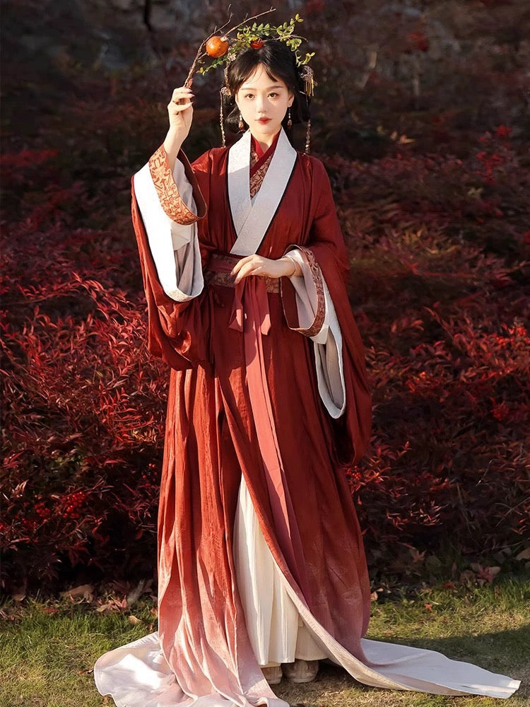 ヴィンテージレッドオリジナル漢服:志珠寶、女性の中国風天花に戦国時代の精神を蘇らせる