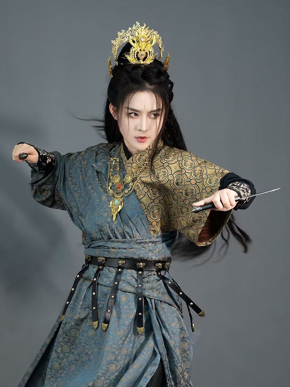 オリジナル漢服: 本物の唐時代の半袖丸首服 - ユニセックス ランウェイ エディション