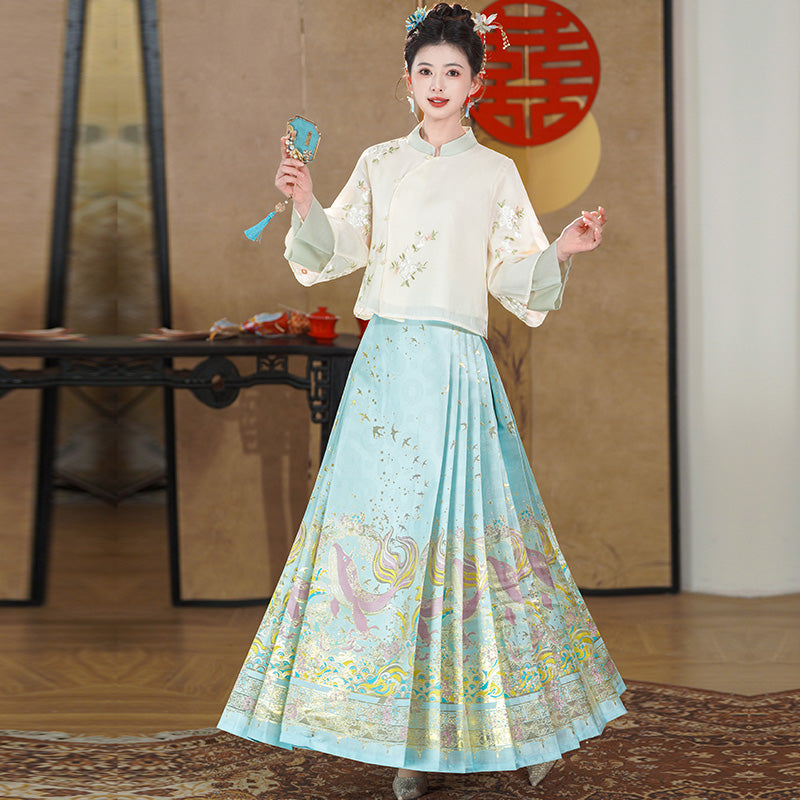 Lookbook Series Plus Size Printing Hanfu 2437+2419 Blue