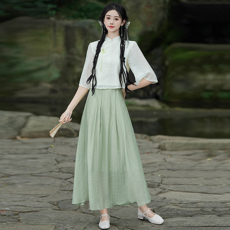 Lookbook Series Plus Size Printing Hanfu 2397+2389 Green
