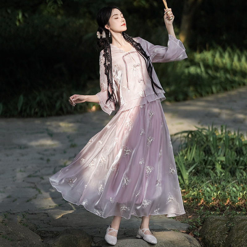 Lookbook Series Plus Size Printing Hanfu 2330+2402 Pink Purple