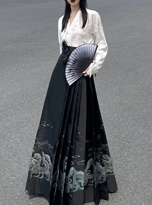 Elegant Fusion Modern Hanfu Qipao Cheongsam Dress Skirt, gifts for women 2024