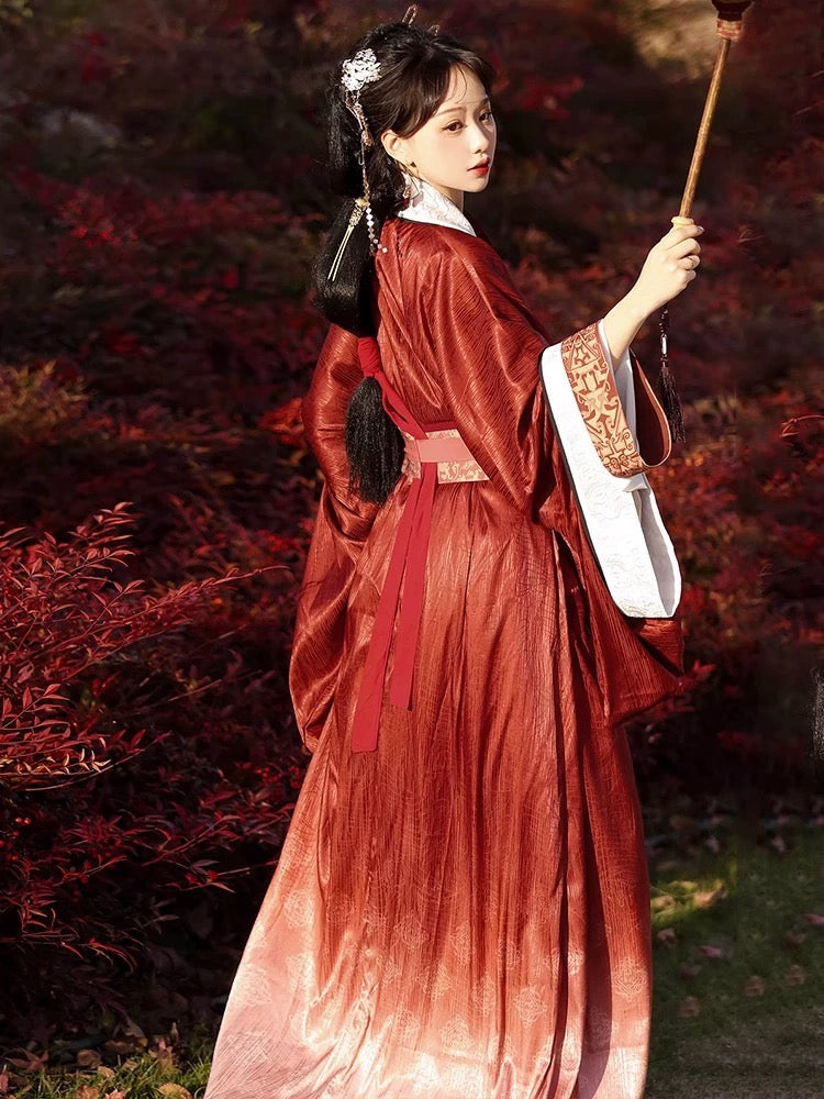 ヴィンテージレッドオリジナル漢服:志珠寶、女性の中国風天花に戦国時代の精神を蘇らせる