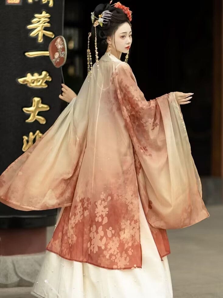 伝統の優雅さ:唐時代にインスピレーションを得た漢服、刺繍入りのHeziスカートとワイドスリーブの女性用