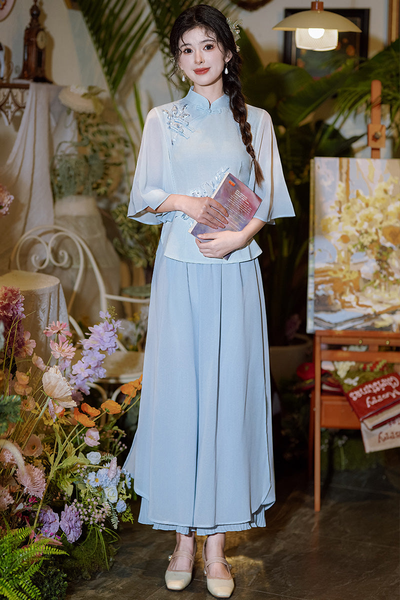 Lookbook Series Plus Size Printing Hanfu 1627+1055 Blue