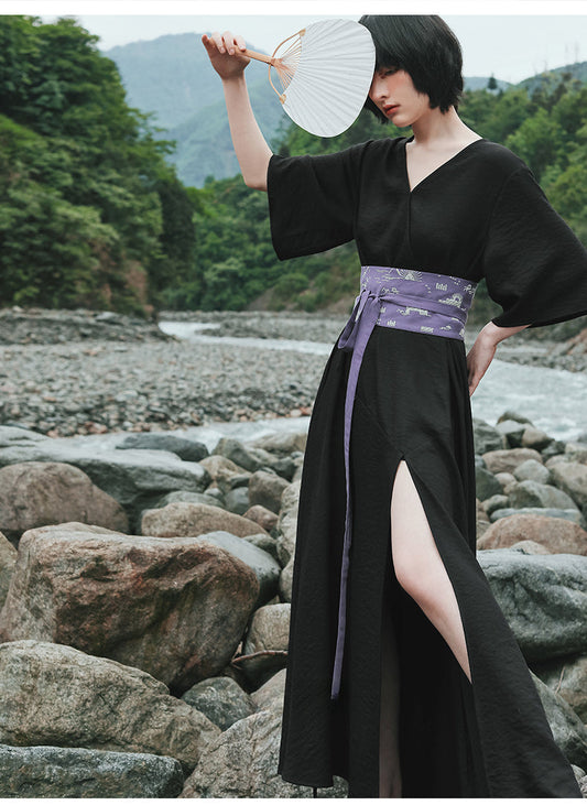 Black Modern Hanfu Qipao Cheongsam Dress Skirt, gifts for women 2024