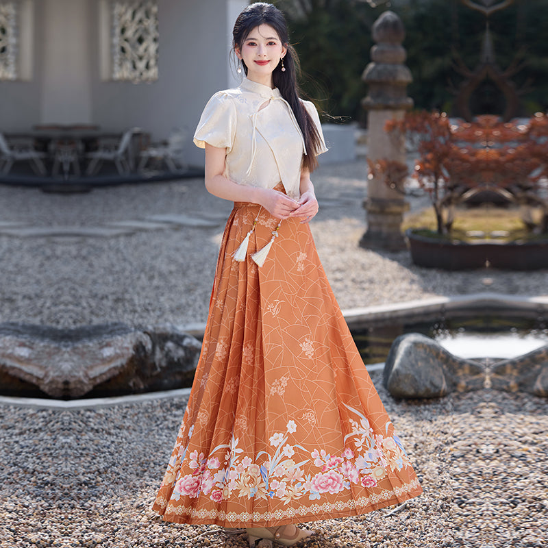 Lookbook Series Plus Size Printing Hanfu 2326+2305 Orange