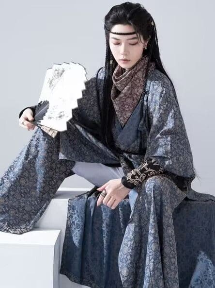 オリジナル漢服: 本物の唐時代の半袖丸首服 - ユニセックス ランウェイ エディション