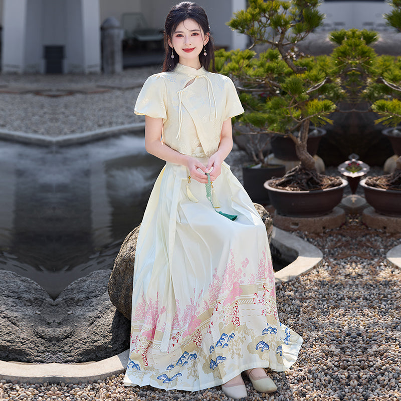 Lookbook Series Plus Size Printing Hanfu 2326+12179 Beige