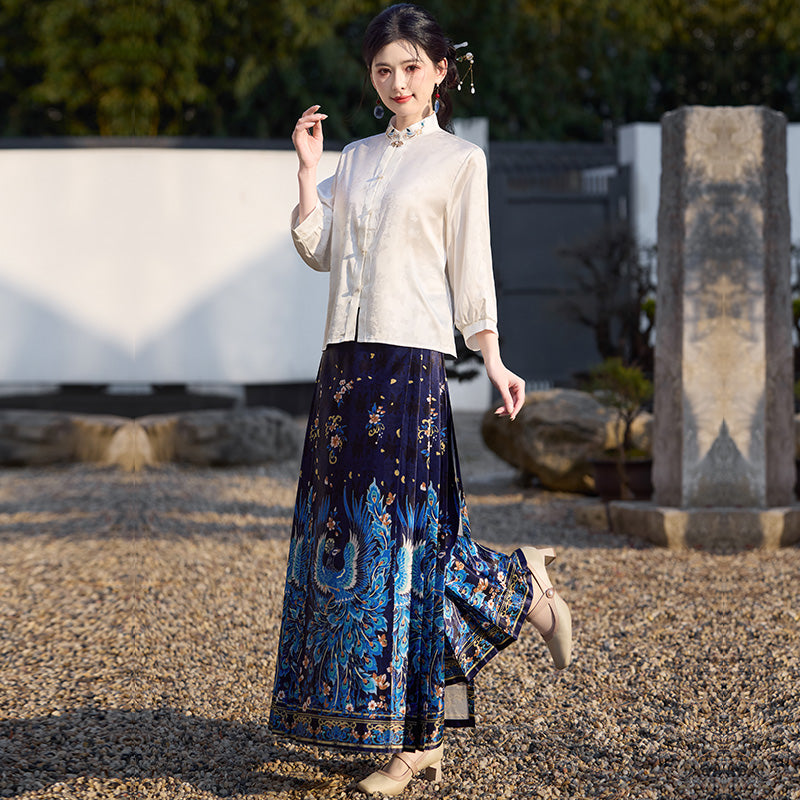 Lookbook Series Plus Size Printing Hanfu 12043+12120 Blue
