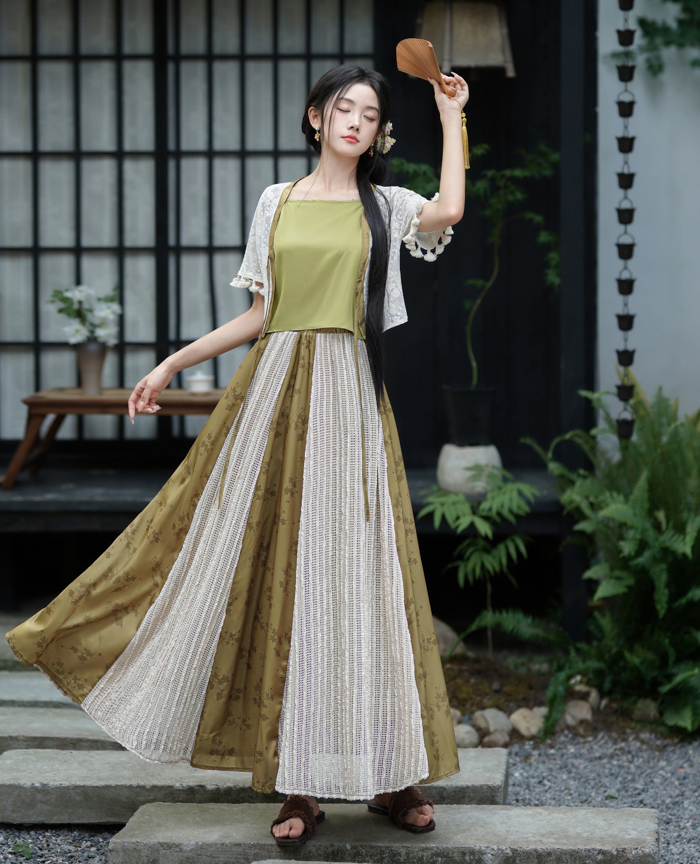 Lookbook Series Plus Size Printing Hanfu 2407+2408 Green