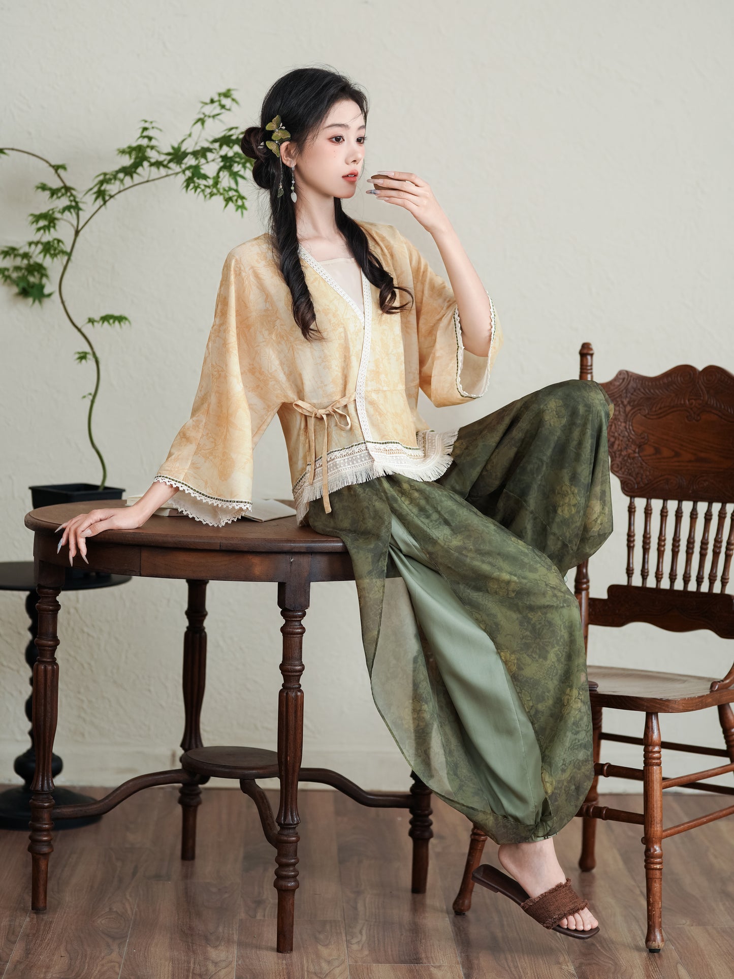 Lookbook Series Plus Size Printing Hanfu 2403+2405+2406 Beige