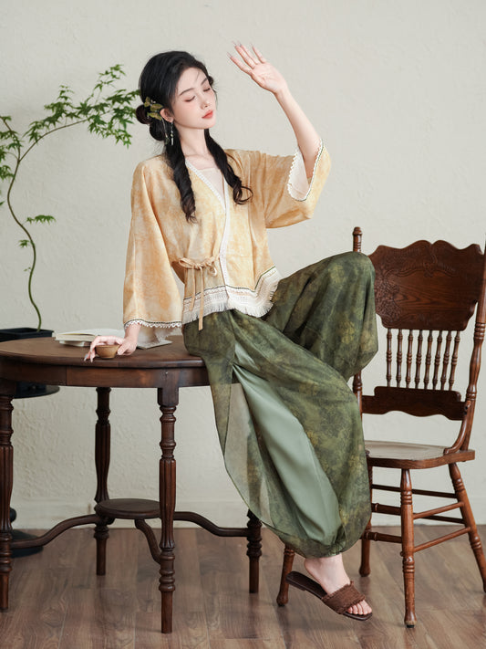 Lookbook Series Plus Size Printing Hanfu 2403+2405+2406 Beige