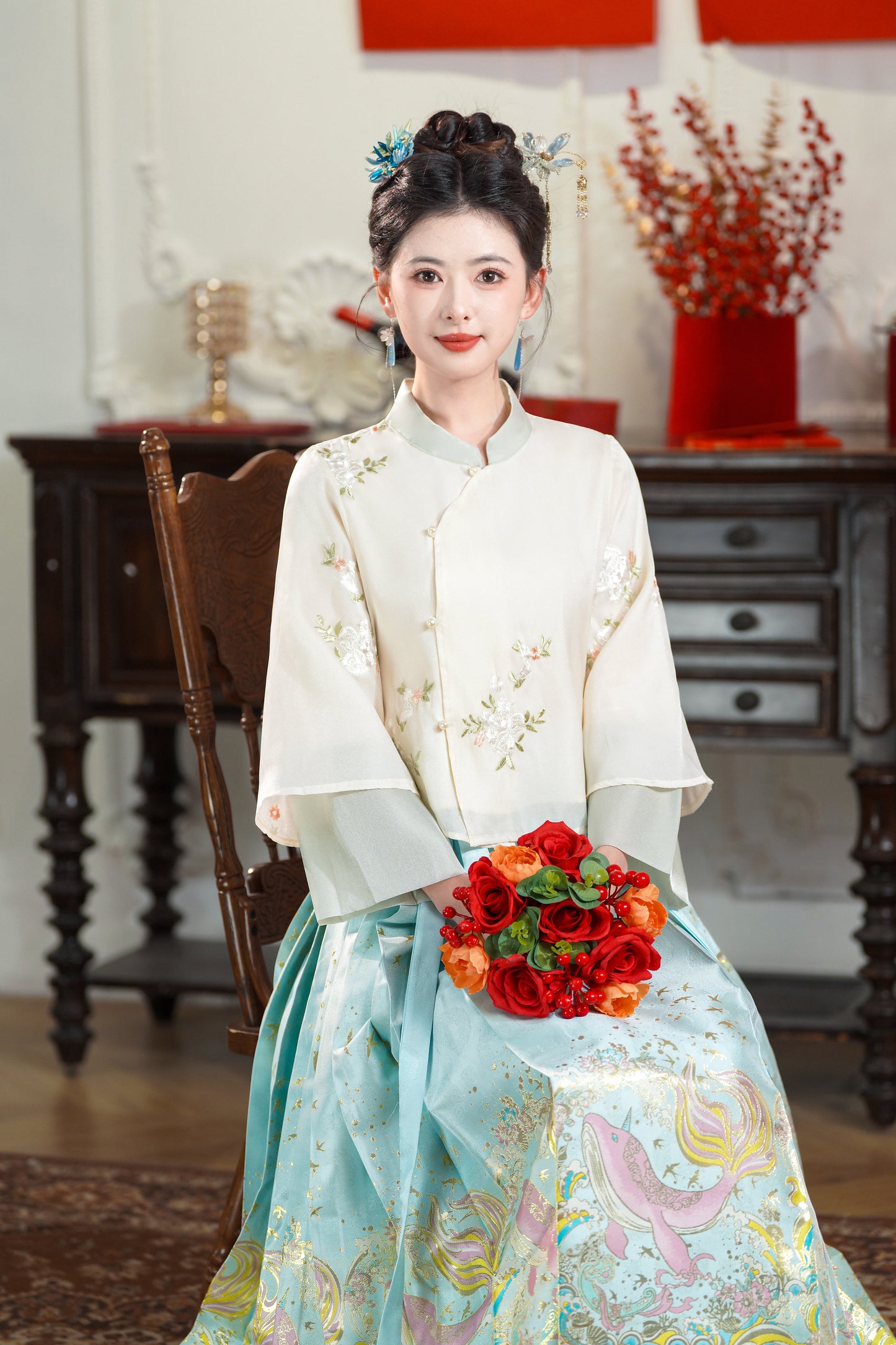 Lookbook Series Plus Size Printing Hanfu 2437+2419 Blue