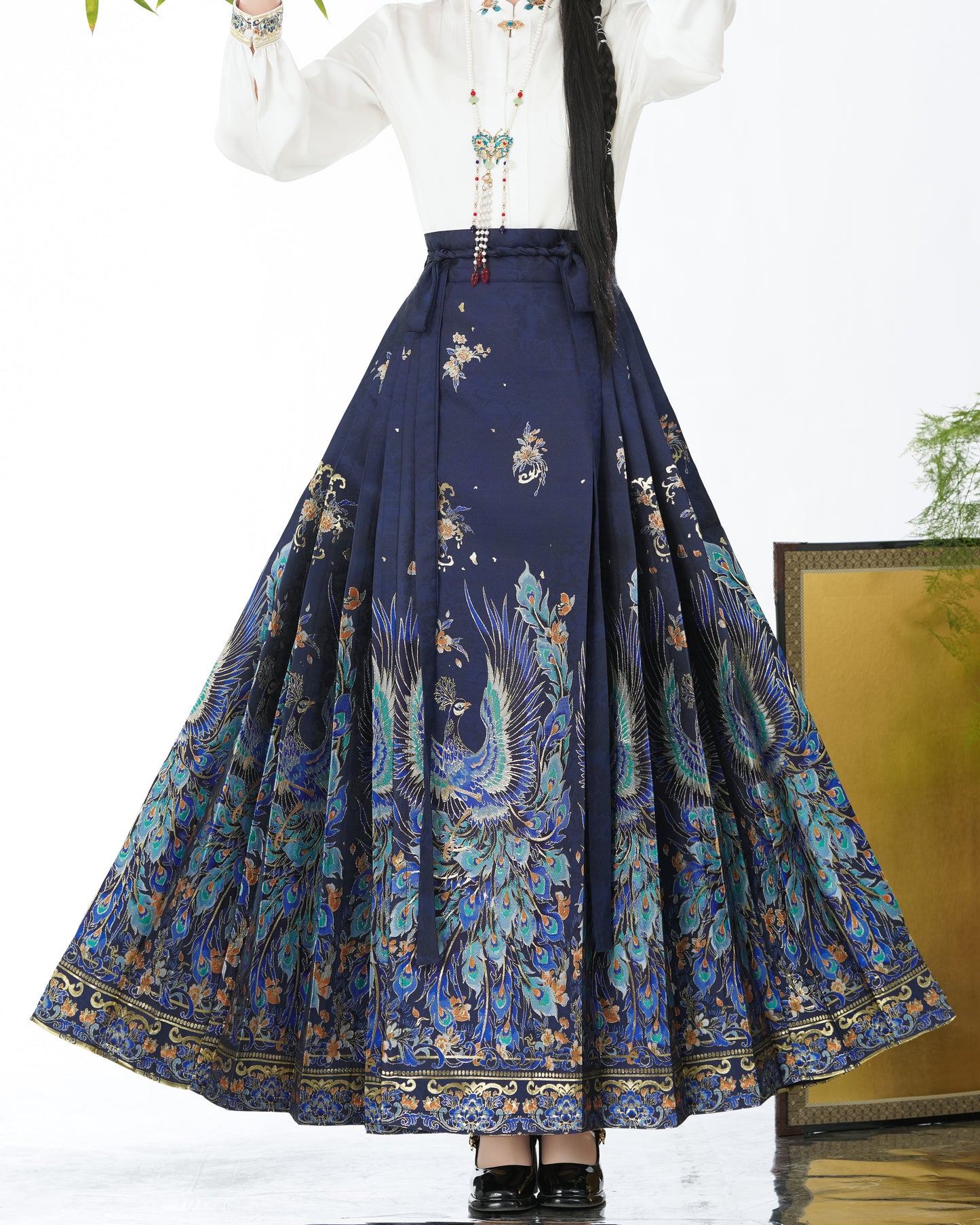 Horse Face High Waist Pleated Hanfu Qipao Cheongsam Dress Skirt, MaMianQun gifts for women 2024 #12120