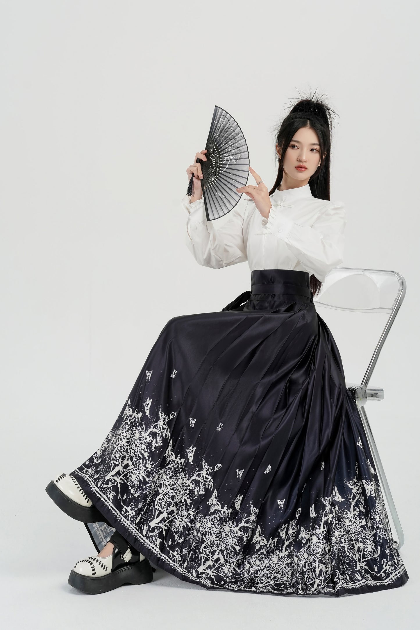 Horse Face High Waist Pleated Hanfu Qipao Cheongsam Dress Skirt, MaMianQun gifts for women 2024 #3722A