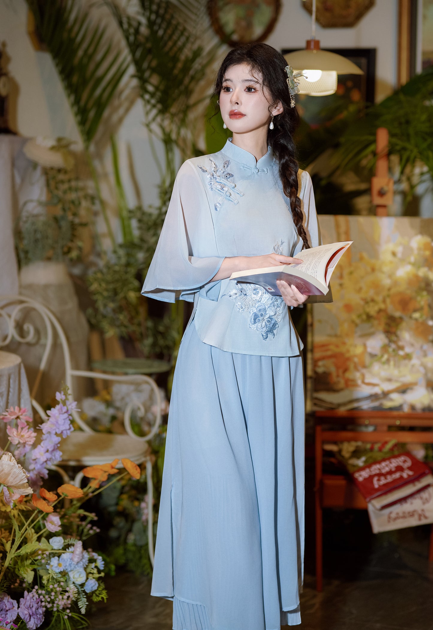 Lookbook Series Plus Size Printing Hanfu 1627+1055 Blue