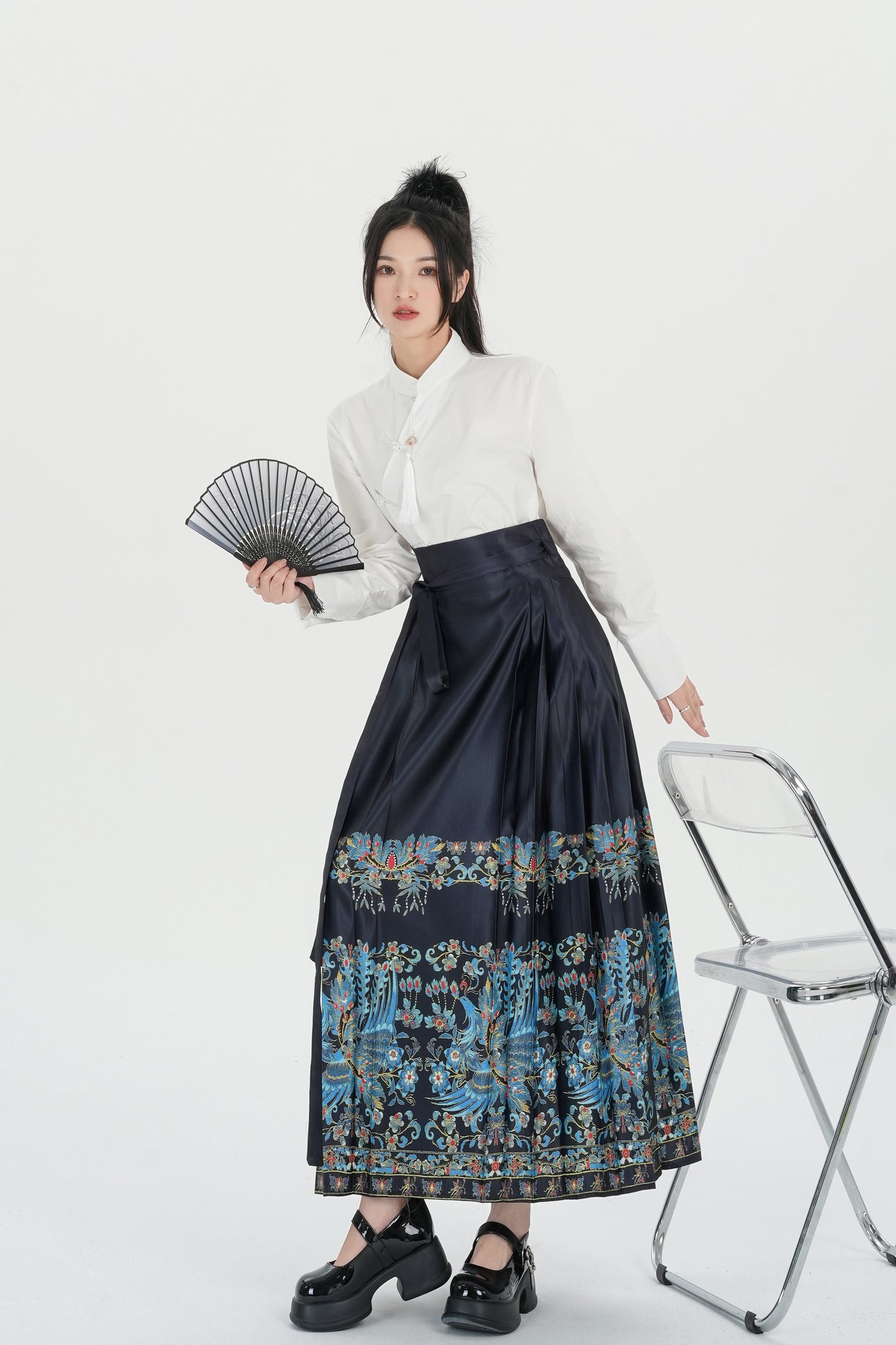 Horse Face High Waist Pleated Hanfu Qipao Cheongsam Dress Skirt, MaMianQun gifts for women 2024 #36891