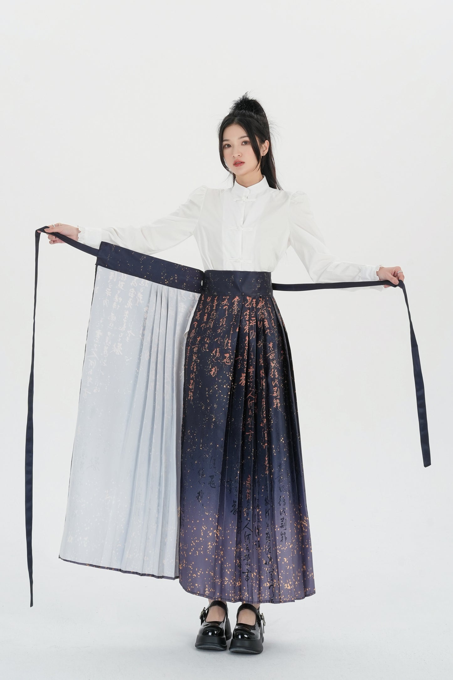Warp A-line High Waist Pleated Hanfu Qipao Cheongsam Dress Skirt, gifts for women 2024 #3690