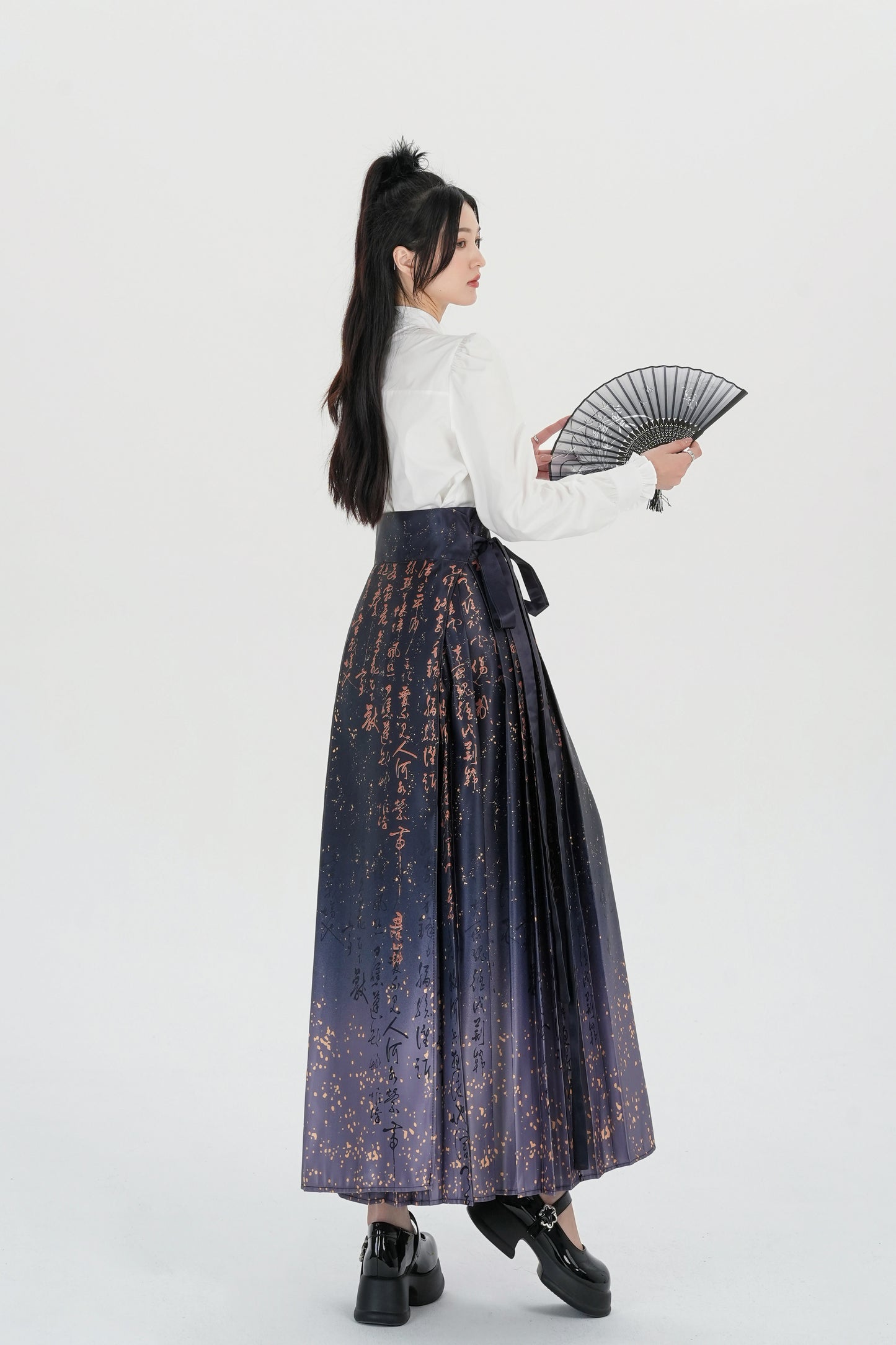Warp A-line High Waist Pleated Hanfu Qipao Cheongsam Dress Skirt, gifts for women 2024 #3690