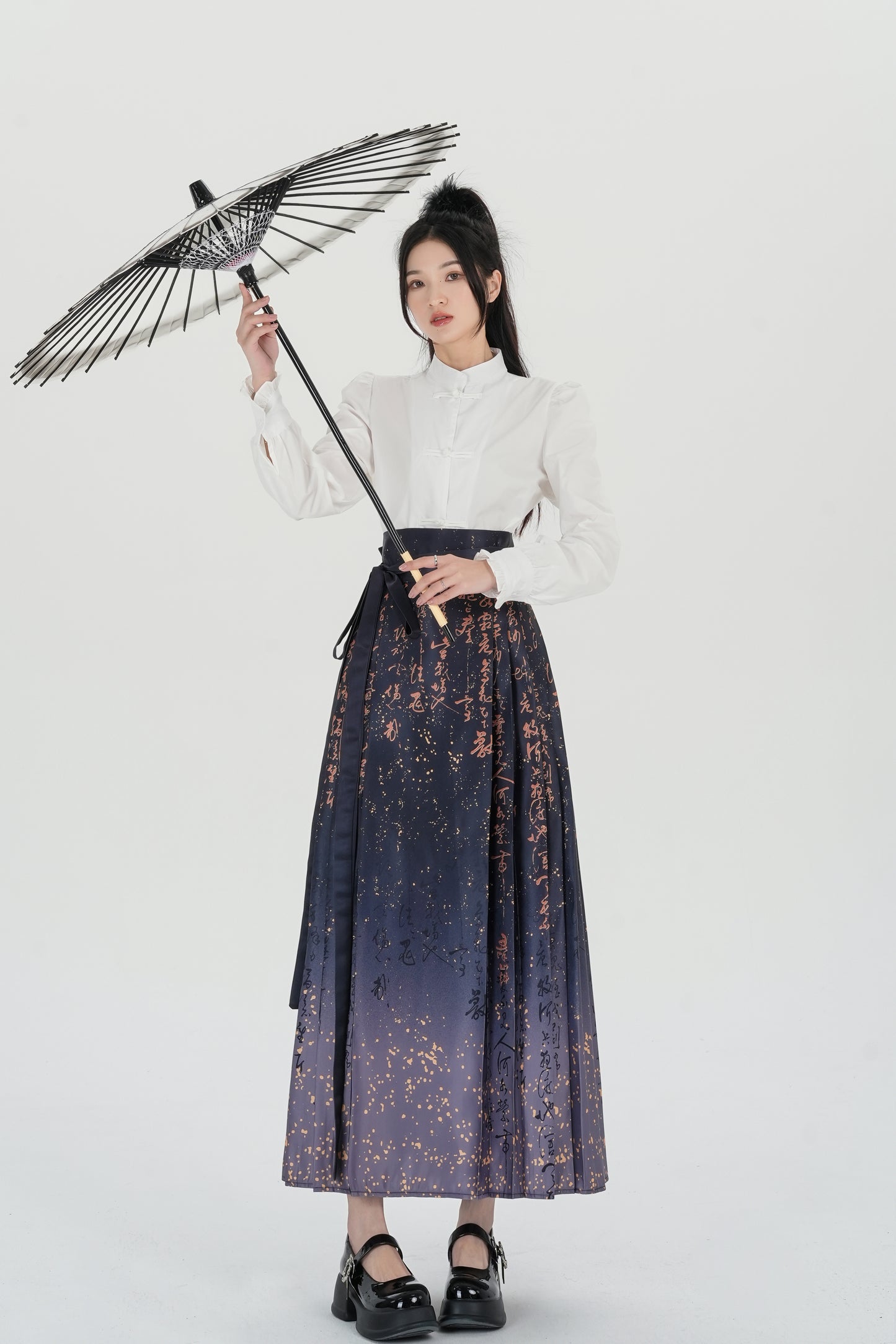 Warp A-line High Waist Pleated Hanfu Qipao Cheongsam Dress Skirt, gifts for women 2024 #3690