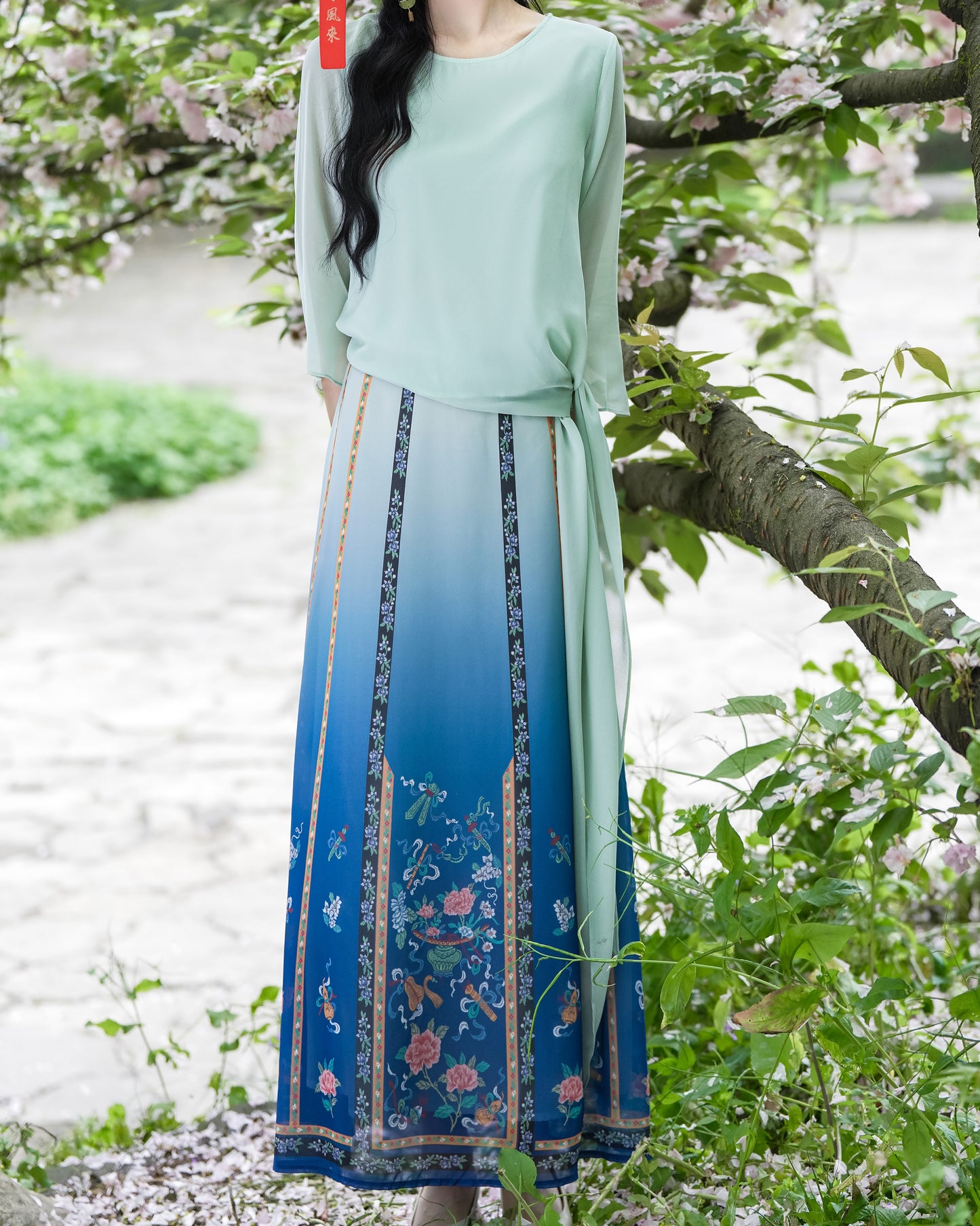 Horse Face High Waist Pleated Hanfu Qipao Cheongsam Dress Skirt, MaMianQun gifts for women 2024 #12128