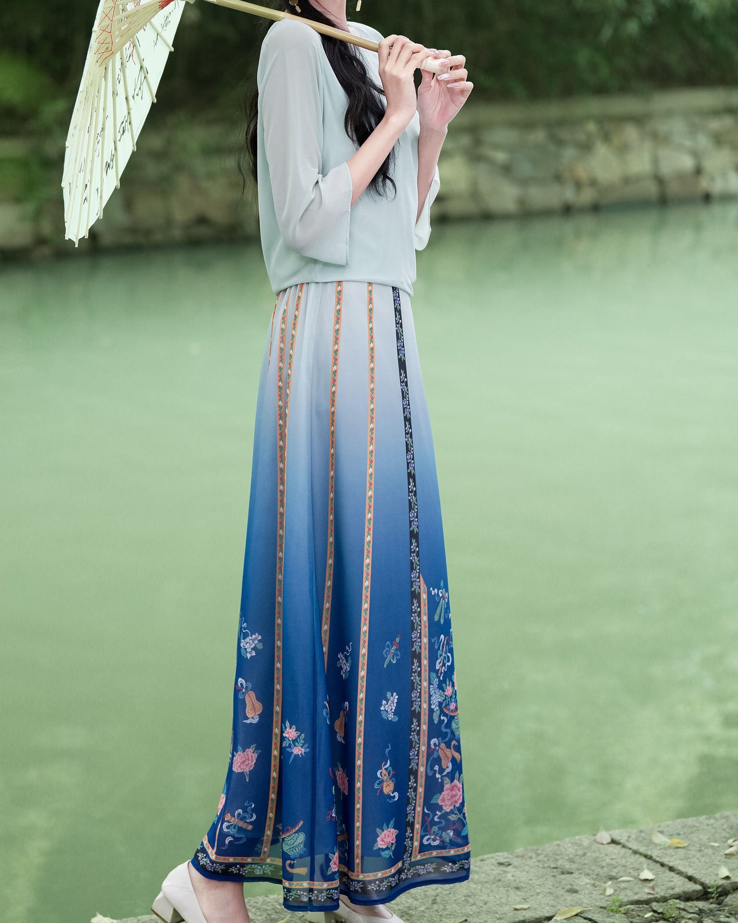 Horse Face High Waist Pleated Hanfu Qipao Cheongsam Dress Skirt, MaMianQun gifts for women 2024 #12128