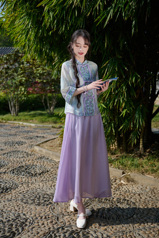 Lookbook Series Plus Size Printing Hanfu 8012+0187 Purple