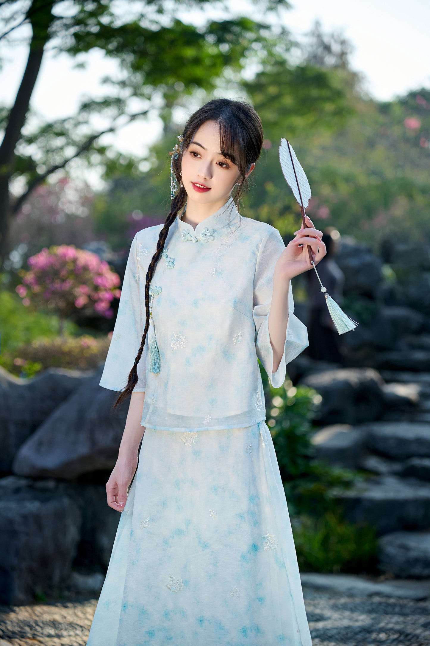 Lookbook Series Plus Size Printing Hanfu 8021+8022 Blue